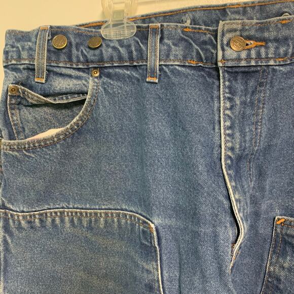 Prison Blues Mens Made in the USA Vintage Dark Wash Double Knee Jeans 44 x 34 - Picture 5 of 11